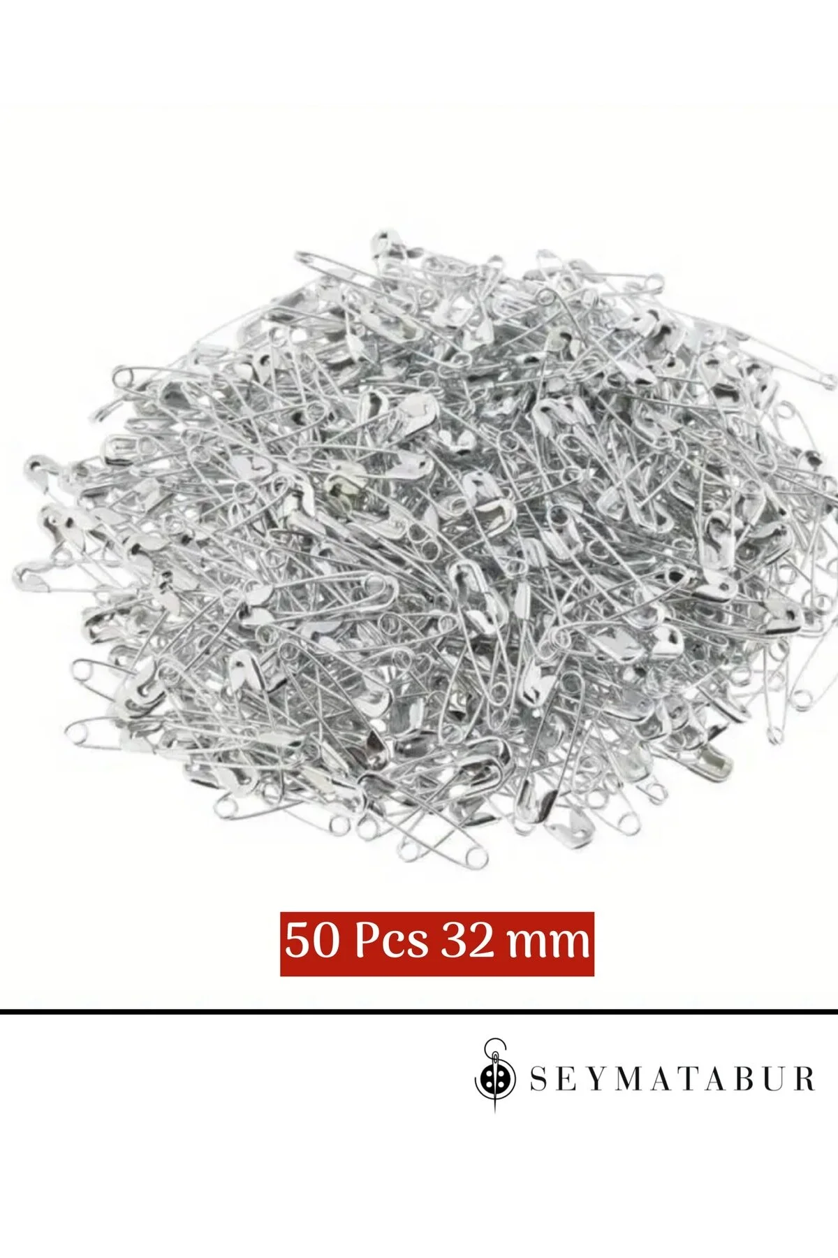 Çengelli İğne 32 mm 50 Adet Metal Rengi