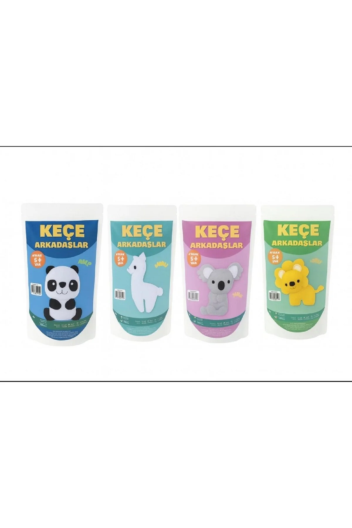 Keçe Arkadaşlar DIY Keçeden Dikişli Oyuncak Yapım Kiti – Panda, Alpaka, Koala, Aslan