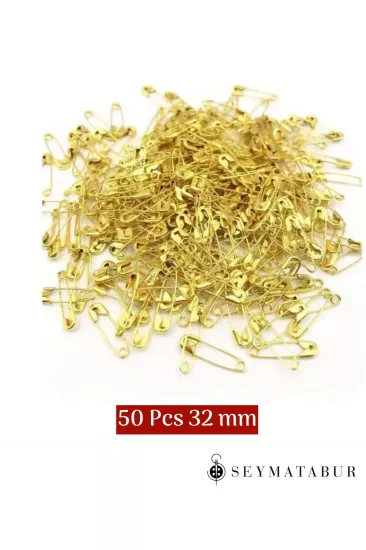 Çengelli İğne 32 mm 50 Adet Altın Sarısı