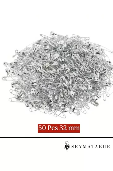 Çengelli İğne 32 mm 50 Adet Metal Rengi